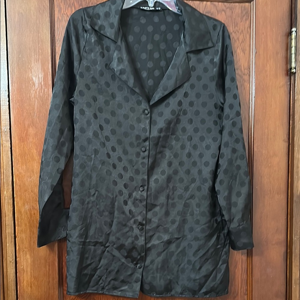 Nasty Gal Black Polka Dot Blouse